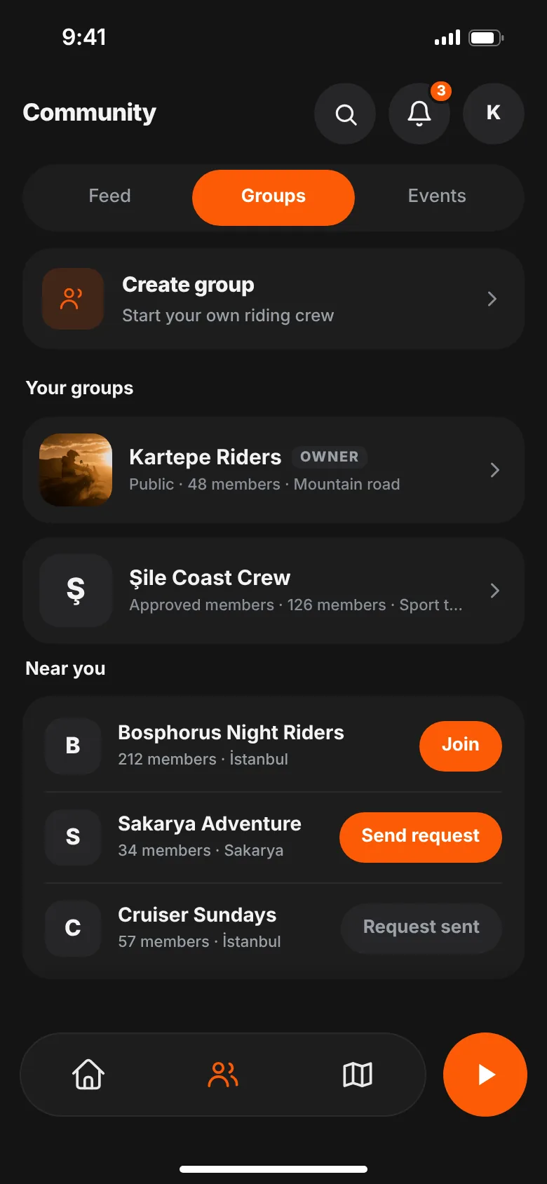 GOEZ groups screen