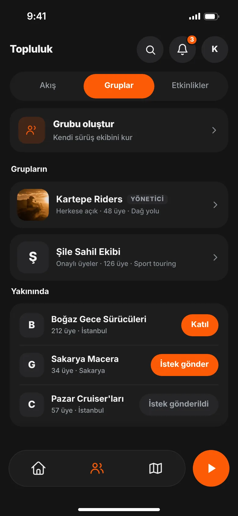 GOEZ gruplar ekranı